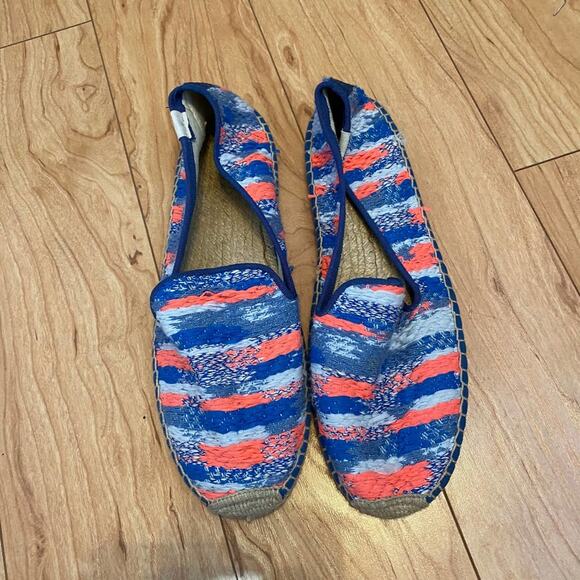 Soludos Malhia Kent x Soludos Tweed Smoking Slipper Blue Espadrilles Sz 10 - Picture 3 of 8